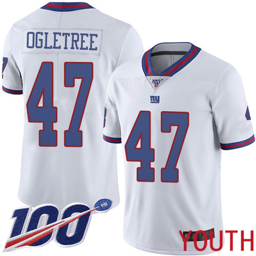 Youth New York Giants #47 Alec Ogletree Limited White Rush Vapor Untouchable 100th Season Football NFL Jersey